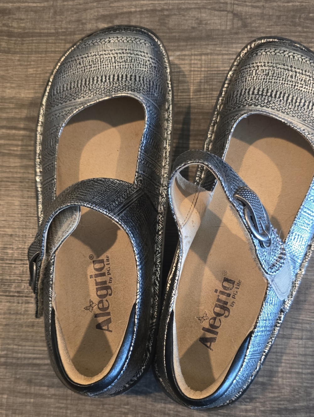 Alegria Metallic Silver Mary Jane Flats